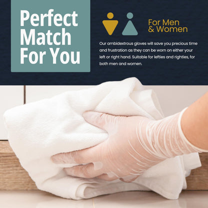 MED PRIDE Medical Vinyl Examination Gloves (X-Large, 100-Count) Latex & Rubber Free, Ultra-Strong, Clear Disposable Powder-Free Gloves for Healthcare & Food Handling Use