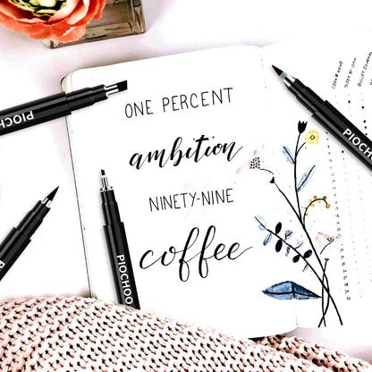 Piochoo Calligraphy Pens,8 Size Calligraphy Pens for Writing,Brush Pens Calligraphy Set for Beginners, Hand Lettering Pens