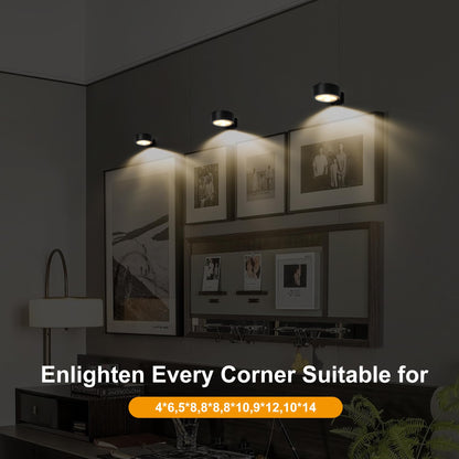 3-Pack Battery Operated Picture Light Magnetic Painting Light with 3 Lighting Modes,Remote and Dimmable Timer Art Display Light for Picture Artworking Frame Portrait,Wireless Wall Decor Puck Lights