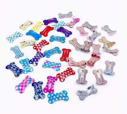 PET SHOW Cute 1" Small Bone Snap Hair Clips Pet Grooming Products Dog Cat Puppy Hair Accessories Random Color Pack of 20