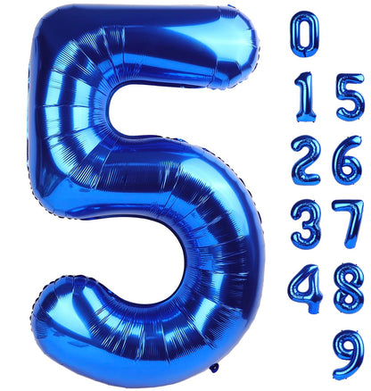 Number 5 Balloon 40 Inch for 5th Birthday Decorations, 15 25 35 50 Big Navy Blue Numbers Balloons for Wedding Party Decor
