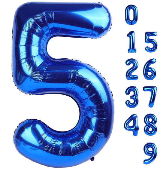 Number 5 Balloon 40 Inch for 5th Birthday Decorations, 15 25 35 50 Big Navy Blue Numbers Balloons for Wedding Party Decor