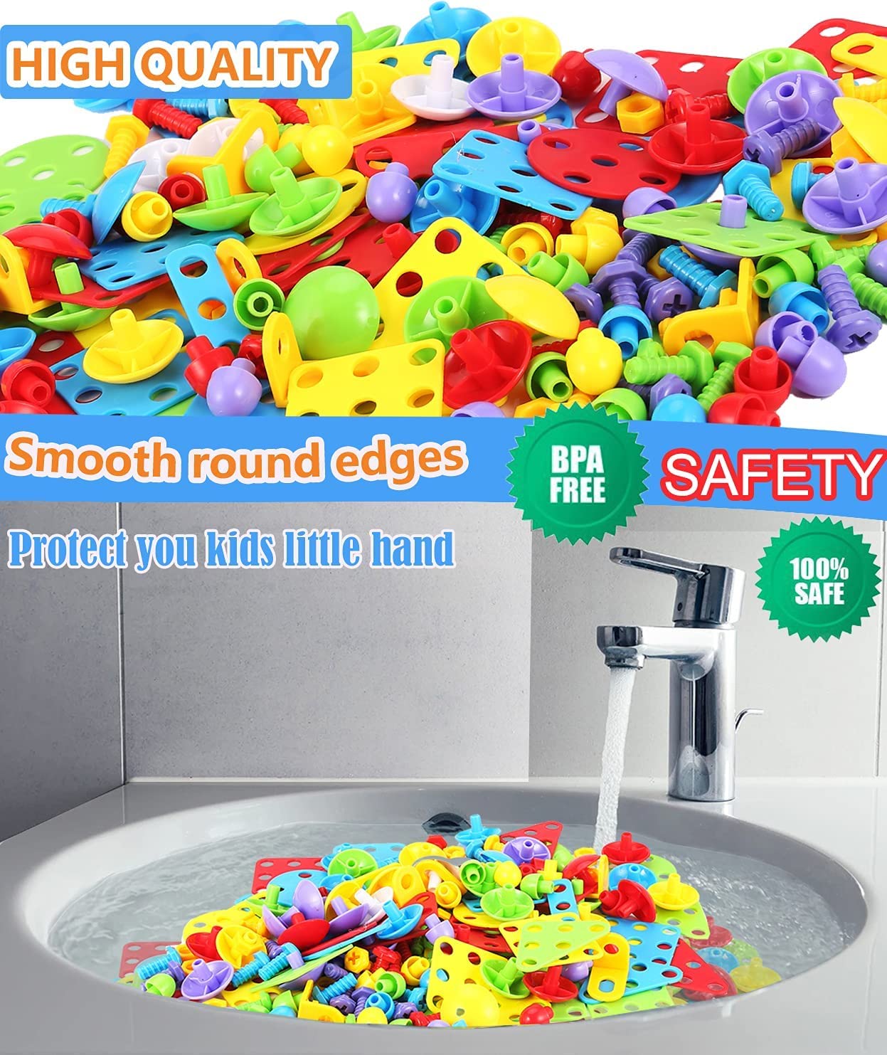 Parhlen Educational Toys Building Blocks, 244 Pieces Electric Screwdriver DIY Building Toys for Boys and Girls, Educational Construction Building kit for Kids Ages 4 5 6 7 8 9 10 Year Old