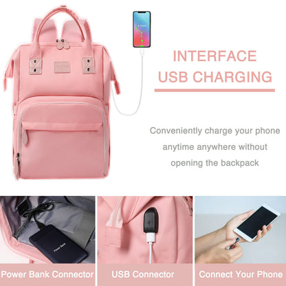 MAQTOIZ Women's Insulated Laptop Backpack Lunch Cooler Bookbag with USB Port for Women (15.6/14/13 Inch Laptop), Gift For Her