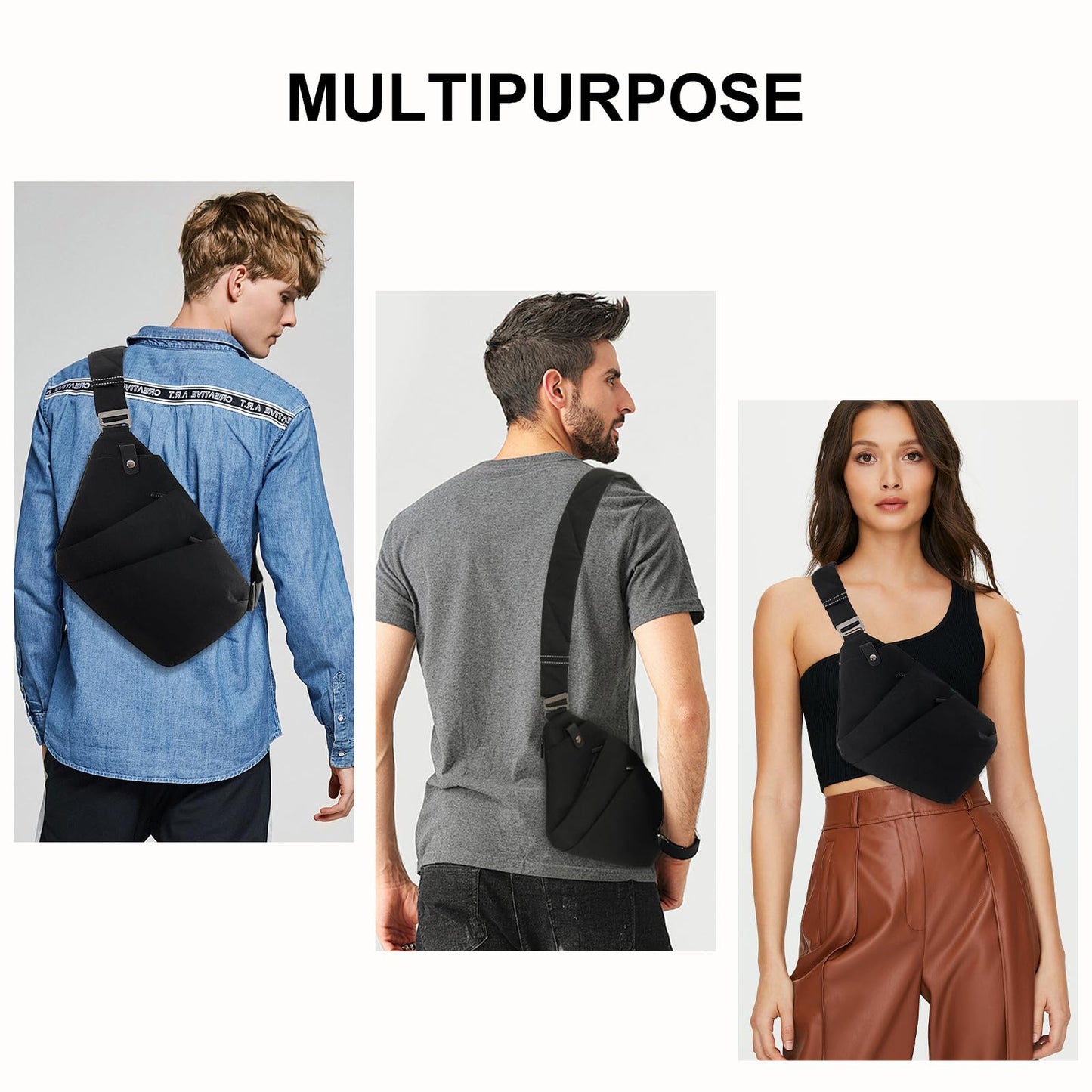 OSOCE Anti Theft Crossbody Bags Sling Bag for Women Men Waterproof Wander Bag for Sports and Travel. (1.0Black, Small)