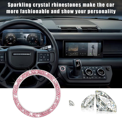 Kewucn Bling Crystal Double Rhinestone Car Engine Start Decoration Ring, Sparkling Push Start Button Sticker, Key Ignition & Knob Ring Decoration, Bling Car Interior Accessory(Pink)