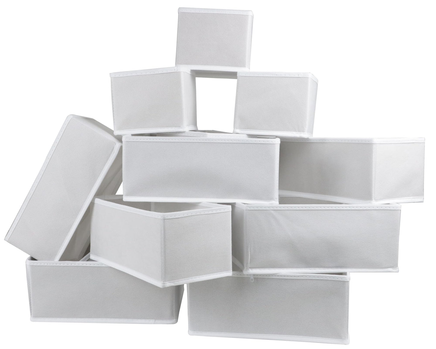 12 Pack Drawer Organizers for Clothing, Foldable Clothes Drawer Organizer for Underwear, Folded Clothes, Baby Clothing, Socks, Bra, Towels, Ties - Multi-pack Storage Box (White)