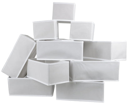 12 Pack Drawer Organizers for Clothing, Foldable Clothes Drawer Organizer for Underwear, Folded Clothes, Baby Clothing, Socks, Bra, Towels, Ties - Multi-pack Storage Box (White)