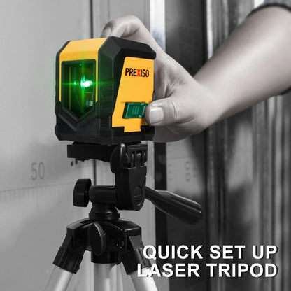 PREXISO Laser Level with Tripod, 65Ft Self Leveling Cross Line Laser Level, Green Line leveler Tool for Hanging Pictures, Home Renovation with LED Indicator & 2 AA Batteries (31-1/2 inch Tripod)