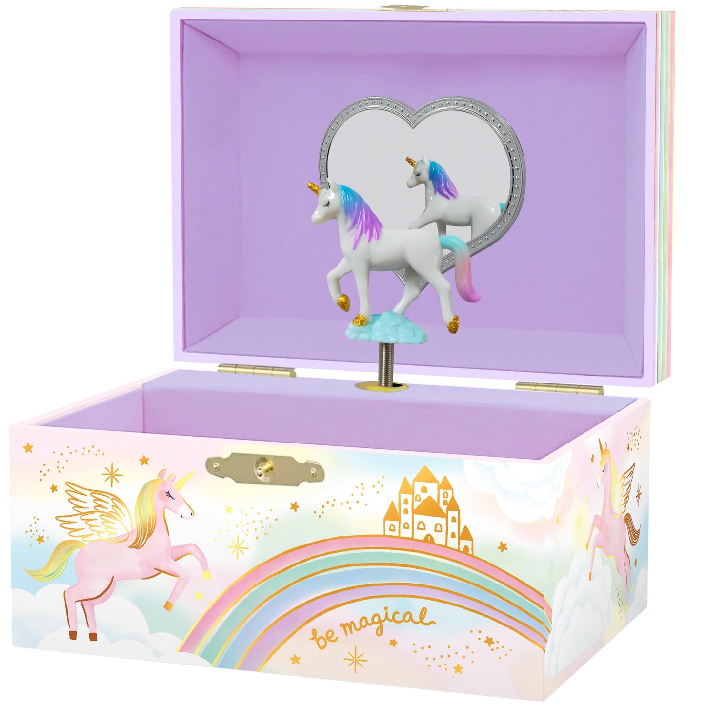 Giggle & Honey Musical Jewelry Box for Girls - Kids Jewelry Box, Unicorn Toys for Girls 4-6, Unicorn Gifts, 6 x 4.7 x 3.5 in