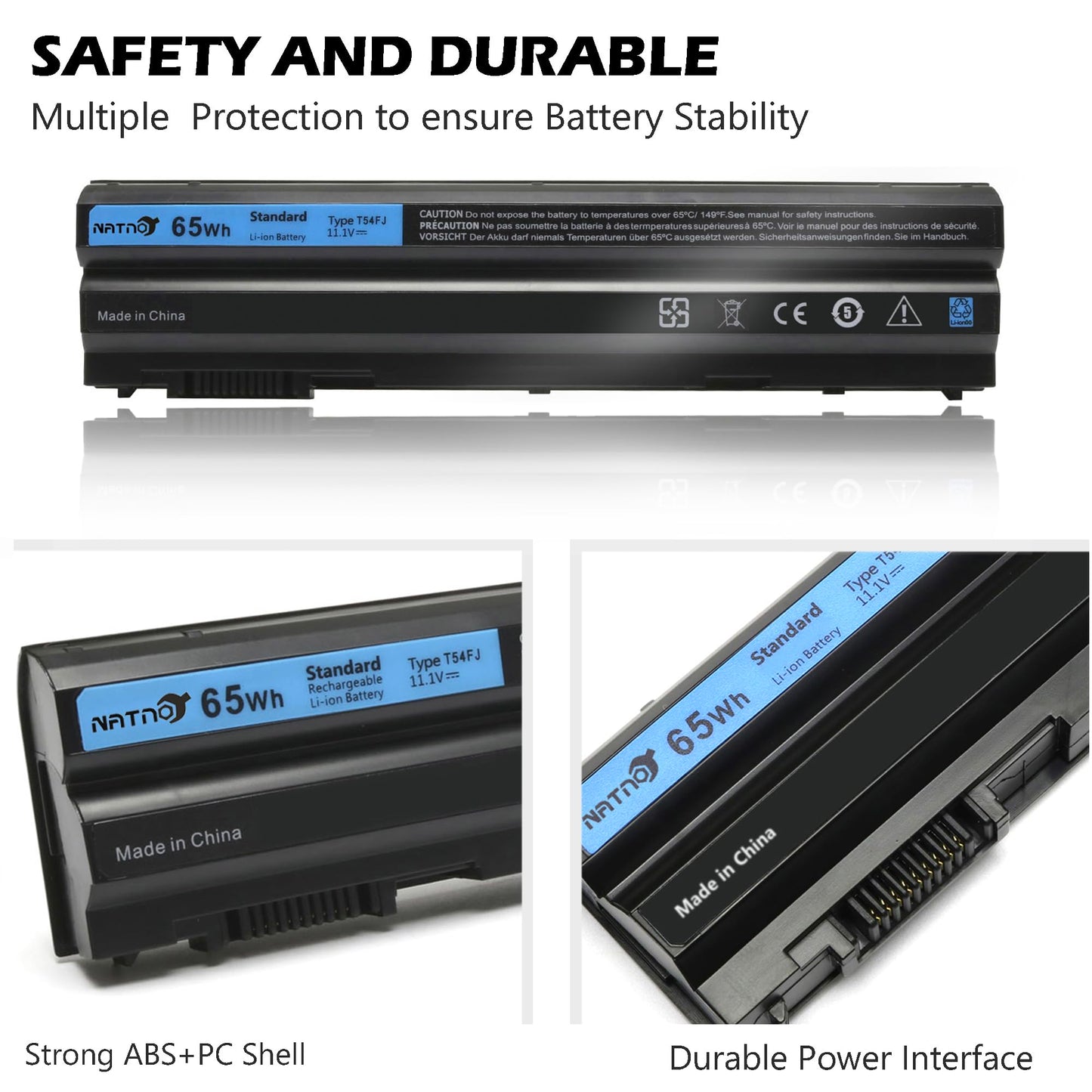 NATNO T54FJ 8858x Laptop Battery for Dell Latitude E6420 E6430 E6440 E6520 E6530 E6540 E5520 E5530 E5420 E5430, Inspiron 17r-7720 17r-se-7720 17r-5720 15r-5520 15r-7520 [65Wh 11.1V 6 Cell]