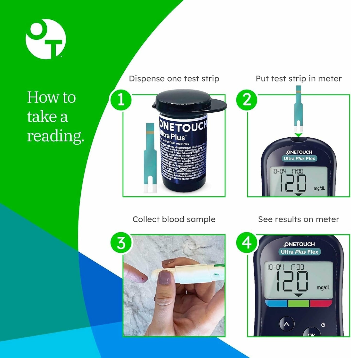 OneTouch Ultra Plus Diabetic Test Strips - 120 ct (Only Works with OneTouch Ultra Plus Flex Blood Sugar Meter)