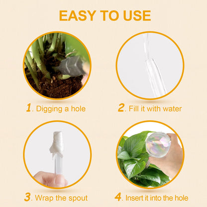 KiKiHeim Plant Watering Globes Self Watering Planter Insert System Spikes, 6.4oz/190ml Capacity Hand Blown Iridescent Clear Glass Automatic Waterer Bulbs for Outdoor Indoor Plants, 3Pcs