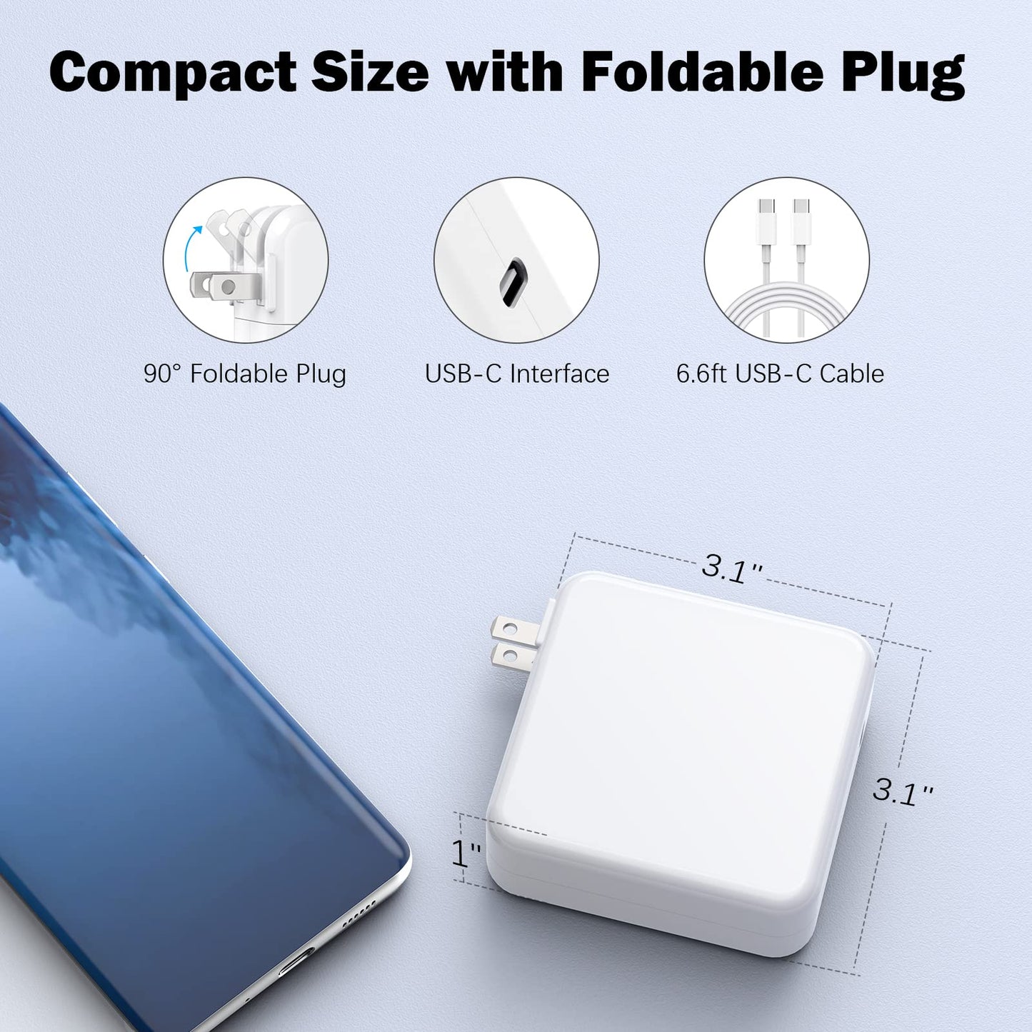 Mac Book Pro Charger - 120W USB C Fast Charger Adapter Compatible with MacBook Pro & MacBook Air 13, 14, 15, 16 inch, iPad Pro, Samsung Galaxy and All USB C Device