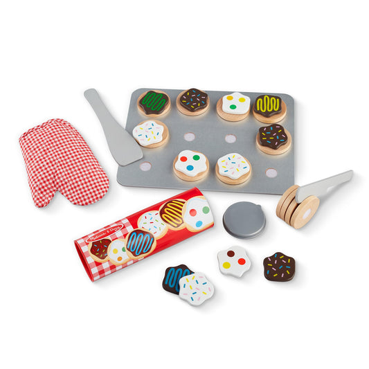 Melissa & Doug Slice and Bake Cookies Wooden Play Food Set with Toppings Pretend Cookies and Baking Sheet, Wooden Play Food Set, Toy Baking for Kids Ages 3+