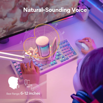 MAONO Gaming USB Microphone with Noise Cancellation, Streaming mic for PC Computer MAC PS4 PS5, All-in-One Kit with Mute, Monitor for Recording, Podcast, Twitch, YouTube, Discord, DGM20S Pink