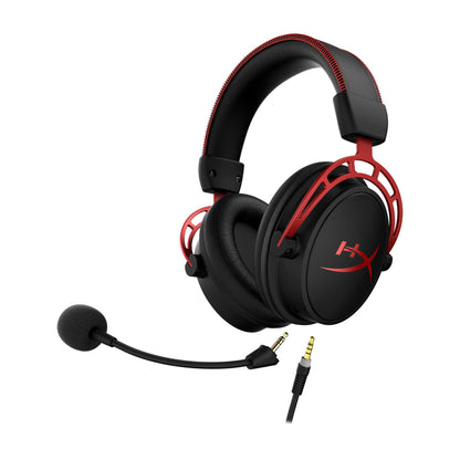 HyperX Cloud Alpha - Gaming Headset, Dual Chamber Drivers, Legendary Comfort, Aluminum Frame, Detachable Microphone, Works on PC, PS4, PS5, Xbox One/ Series X|S, Nintendo Switch and Mobile – Red