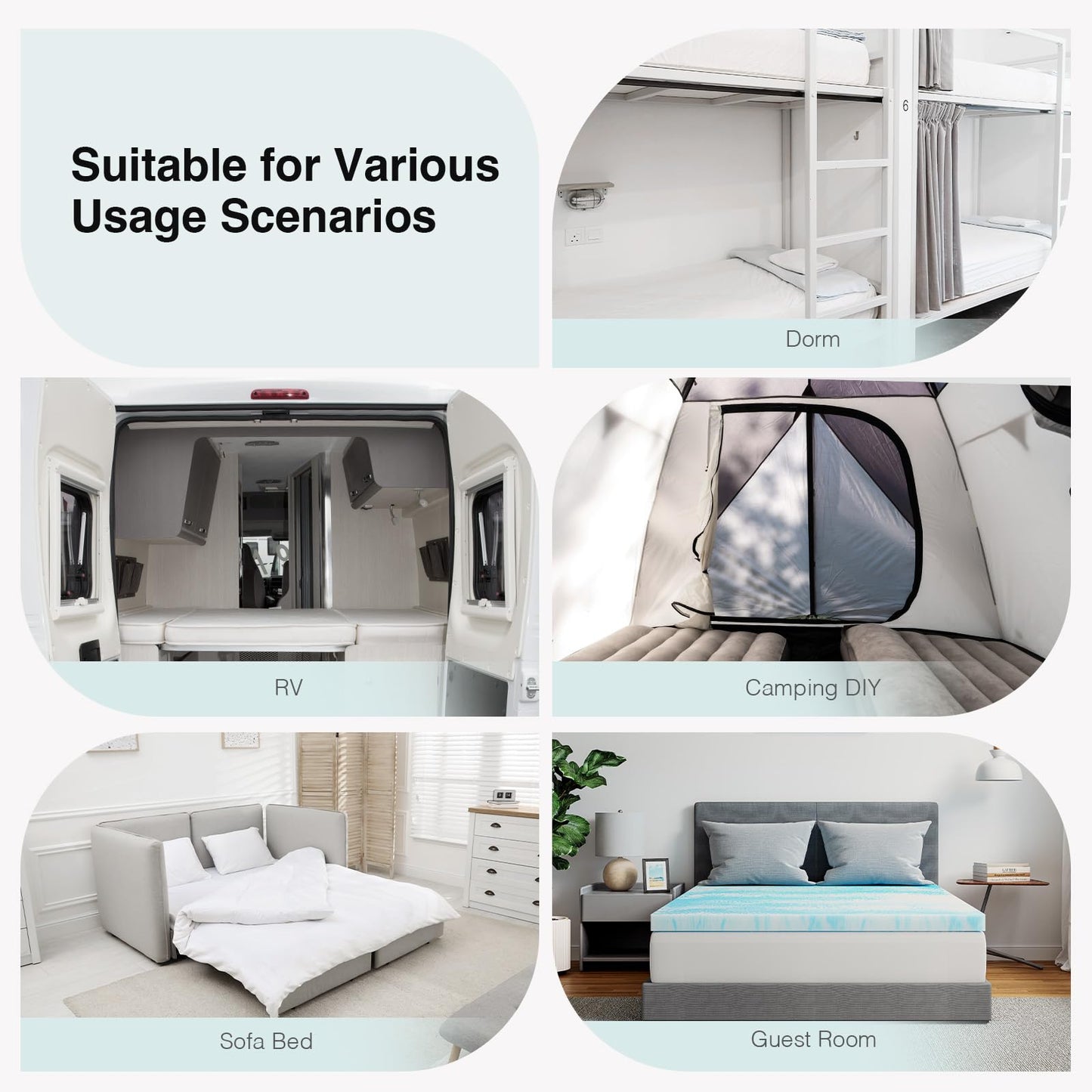 Novilla Memory Foam Mattress Topper Twin - 3 Inch Cooling Gel Infused Memory Foam | Slow-Rebound Pressure Relief | CertiPUR Certified | Comfort for Sleeper Sofa, RV, Camper, Dorm Room