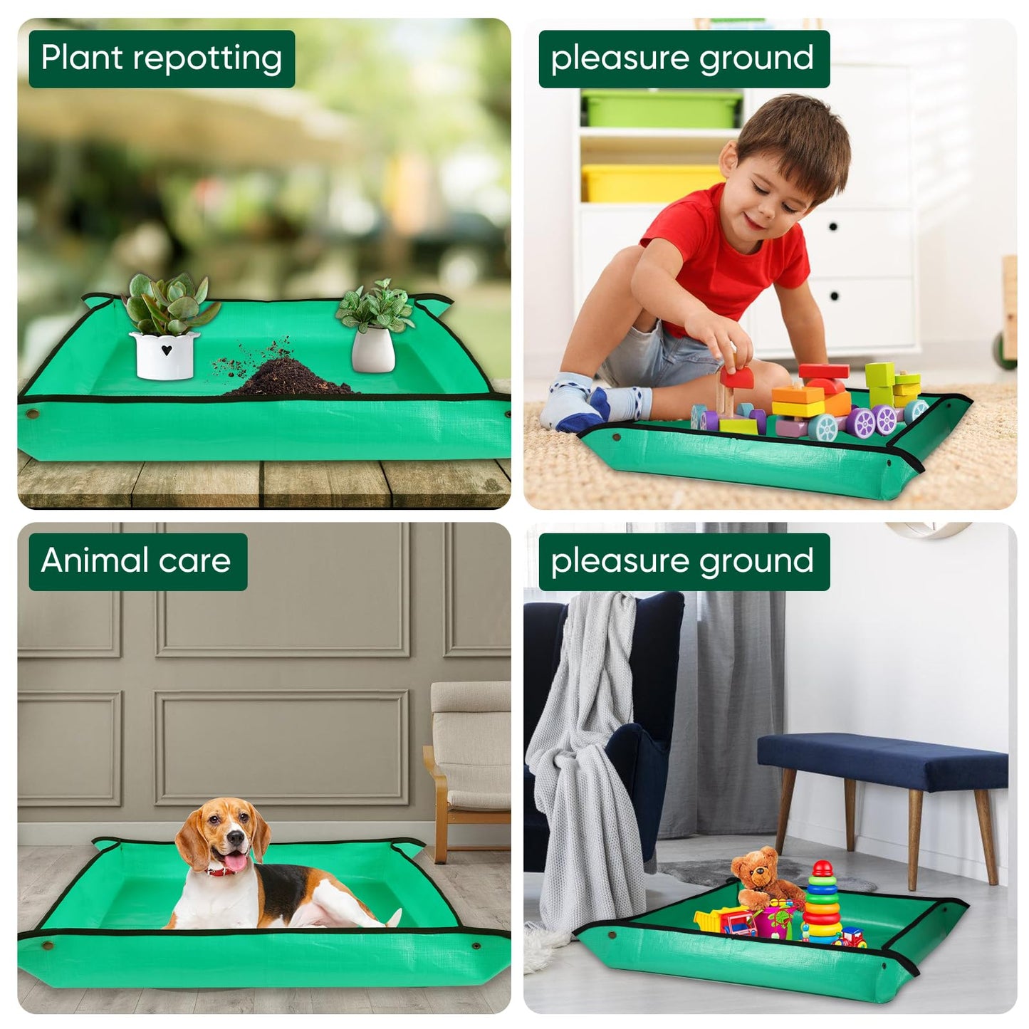 HKZ Repotting Mat for Indoor Plant - 26'' x 26'' Planting Mat Soil Mess Control, Portable Succulent Planting Potting Tray Waterproof Gardening Transplanting Bonsai Tools(Pale Green)