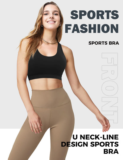 Sports Bras for Women High Support Large Bust, Outdoors High Impact Yoga Wireless Padded Bras,White Padded Low Back Athletic Sleep Workout Strappy Racerback Sports Bra Black XL-1