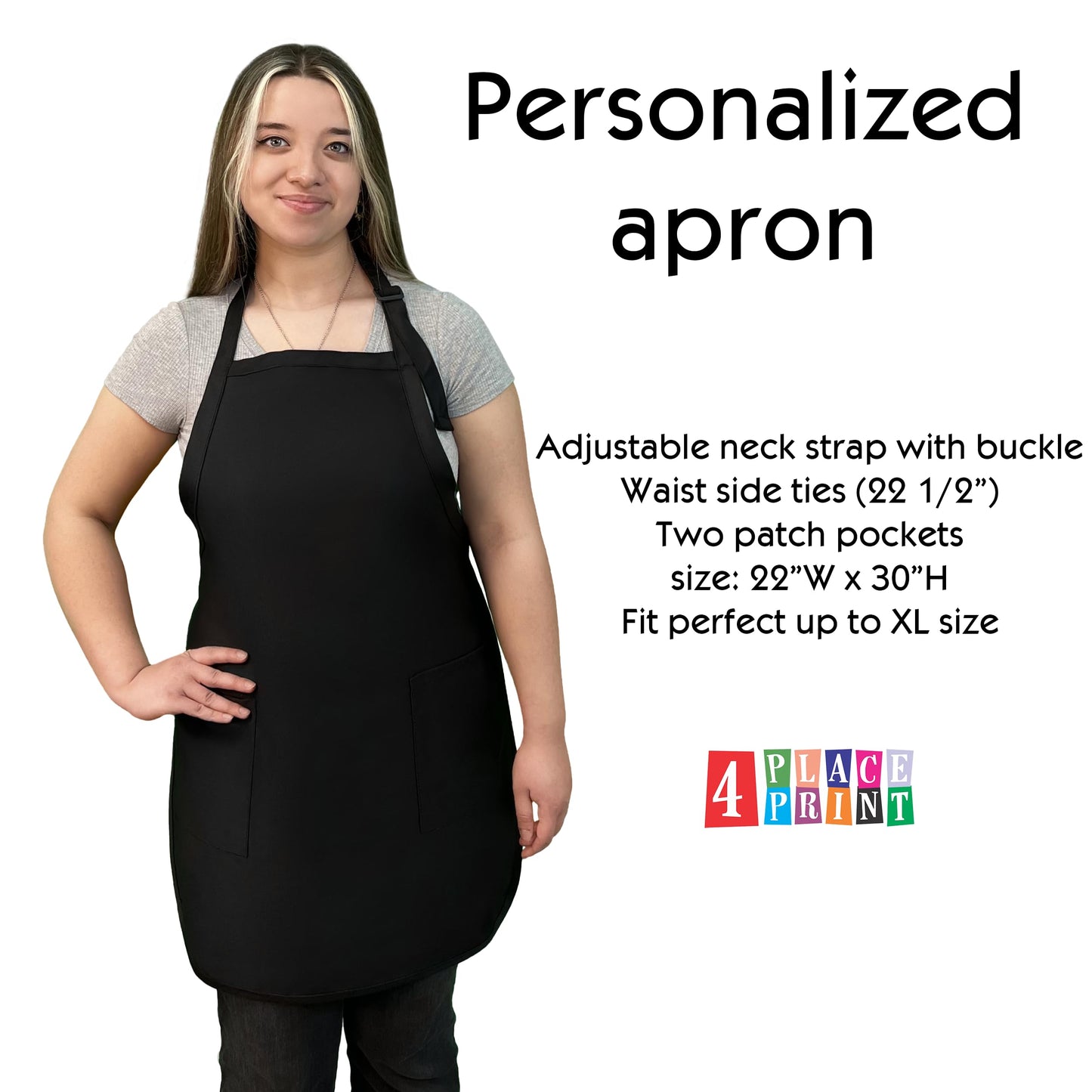 PLACE4PRINT Custom Chef Apron with Embroidered Name. Premium Quality Custom Aprons for Men and Women - Cooking, Baking, Grilling