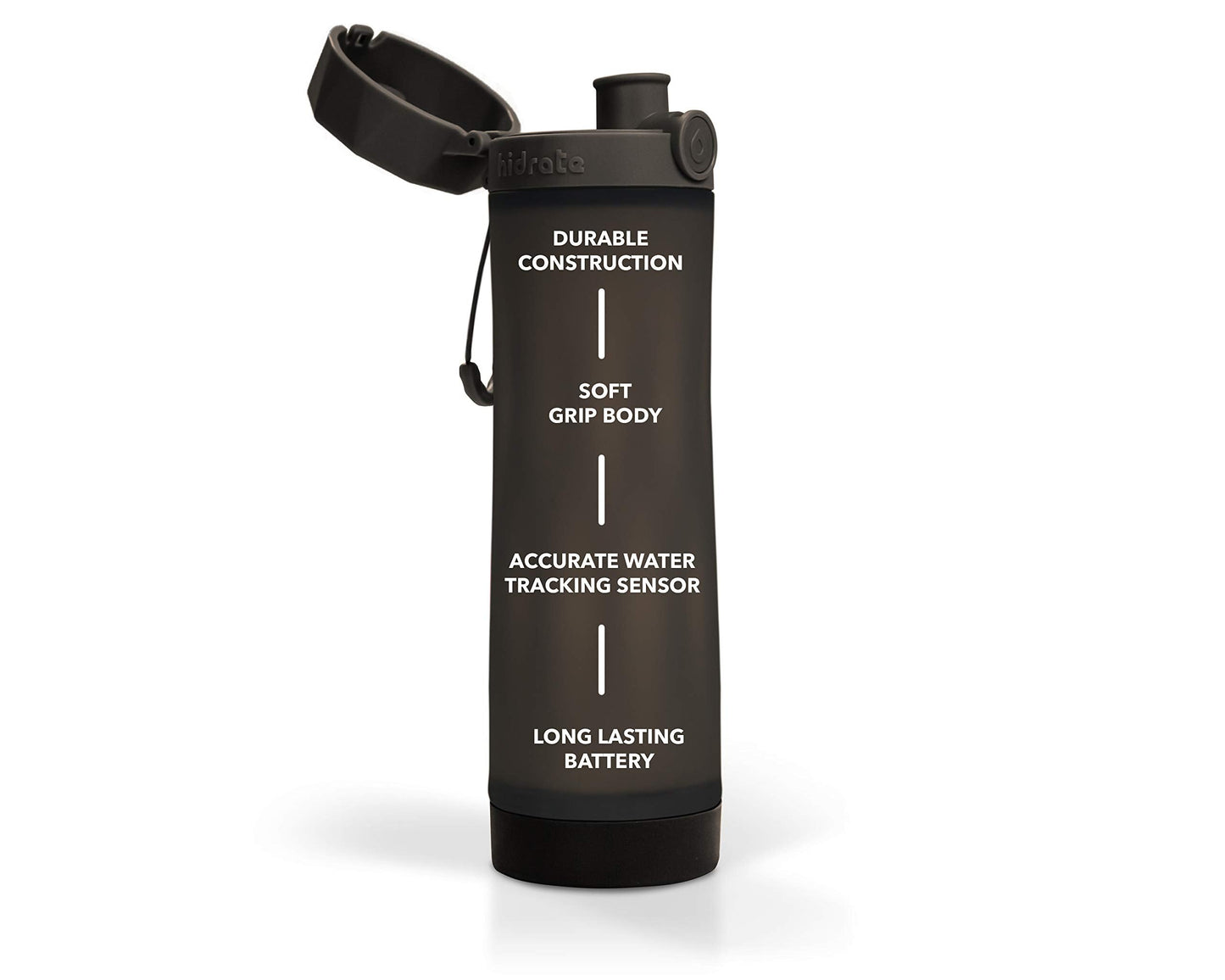 Hidrate Spark 3 Smart Water Bottle, Tracks Water Intake and Glows to Remind You to Stay Hydrated, BPA Free, 20 oz, Black