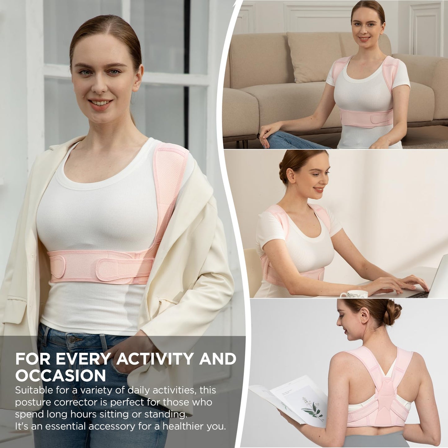 Posture Corrector for Women and Men, Adjustable Upper Back Brace for Clavicle Support and Providing Pain Relief from Neck, Shoulder, and Upper Back (S/M)