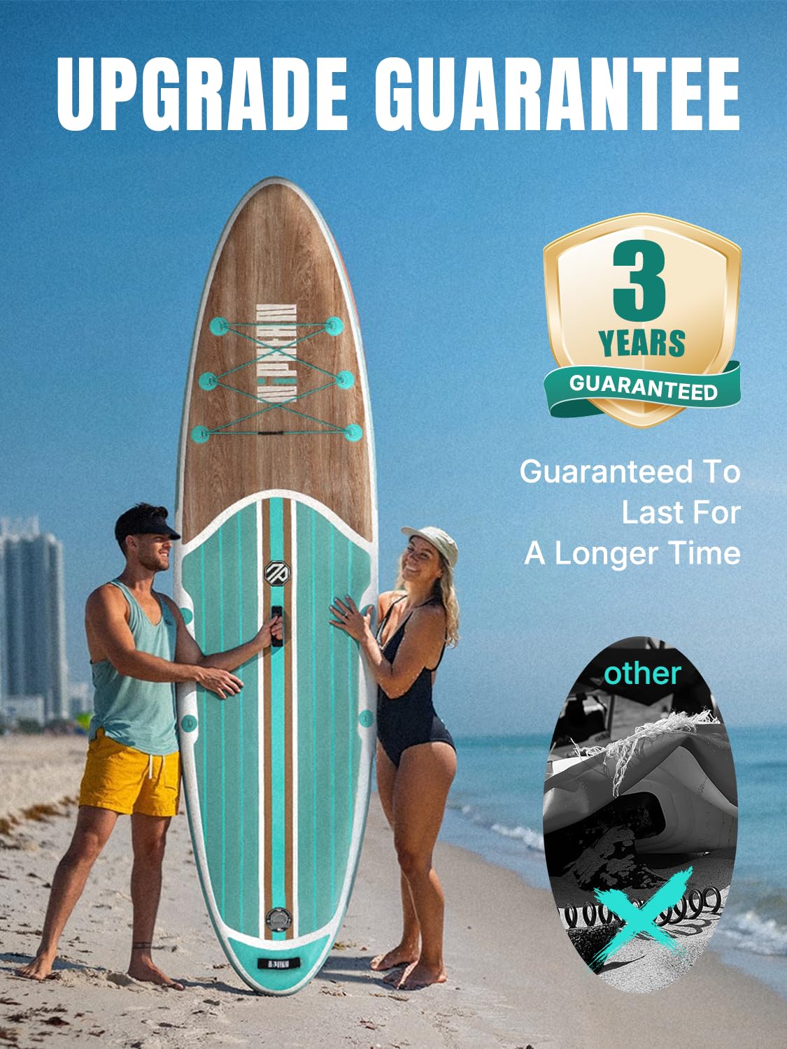 Niphean Inflatable Stand Up Paddle Board with Stabiltrac Fin Design and SUP Accessories, Anti-Slip EVA Deck, 10’6’’ Inflatable Paddle Boards for Adults & Youth of All Skill Levels