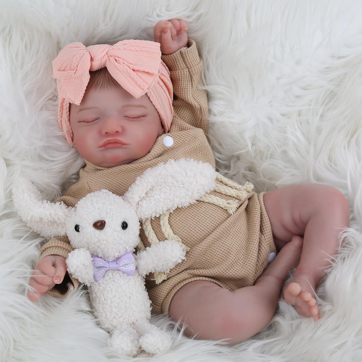 Lifelike Reborn Baby Dolls-20 inch Sleeping Realistic Newborn Baby Dolls, Soft Cloth Body with Feeding Toy for Kids Age 3 +