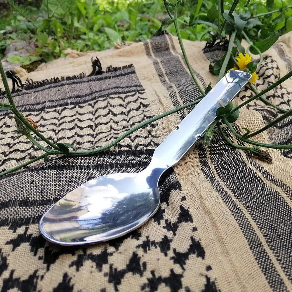 M‑Tac 4‑in‑1 Camping Utensil – Spoon, Fork, Knife & Bottle/Can Opener Combo – Compact Stainless Steel for Hiking & Survival