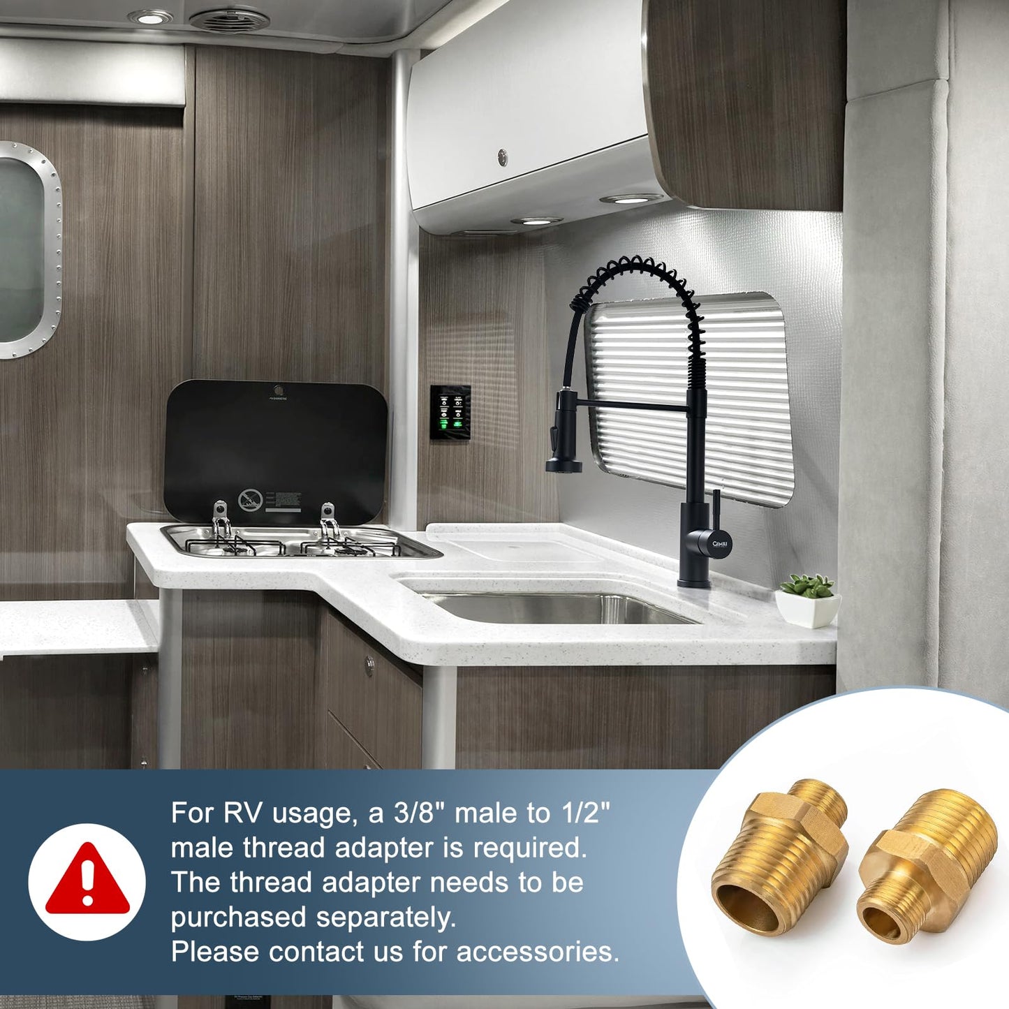 GIMILI Black Kitchen Faucet with Pull Down Sprayer Single Hole Spring Kitchen Sink Faucet, Suitable for Farmhouses, RV, Utility Laundry Room, Outdoor, and Campers. Llave para fregadero de cocina