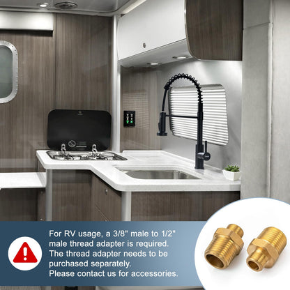 GIMILI Black Kitchen Faucet with Pull Down Sprayer Single Hole Spring Kitchen Sink Faucet, Suitable for Farmhouses, RV, Utility Laundry Room, Outdoor, and Campers. Llave para fregadero de cocina