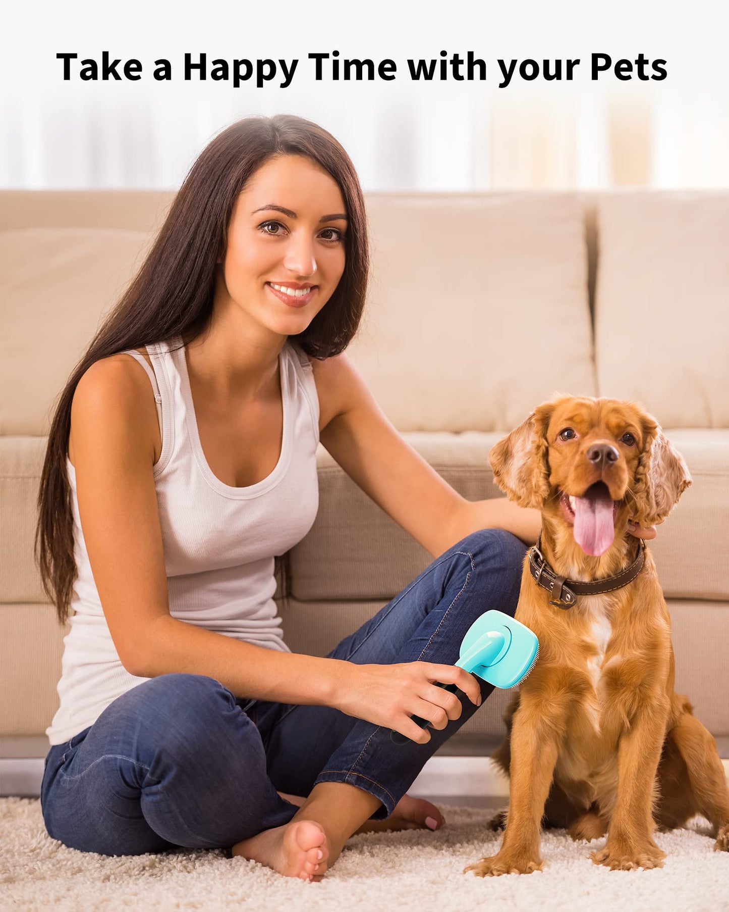 Glendan Dog Brush & Cat Brush- Slicker Pet Grooming Brush- Shedding Grooming Tools(Blue)