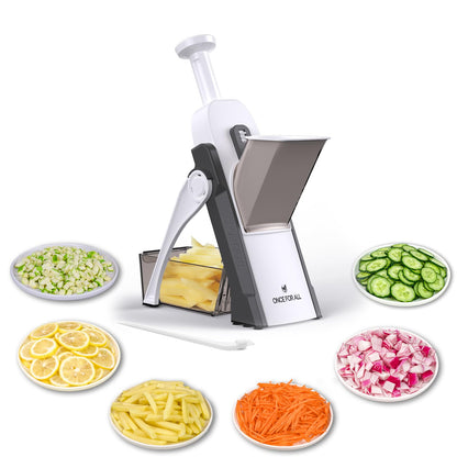 ONCE FOR ALL Upgrade Safe Mandoline Slicer Plus, Adjustable Vegetable Food Chopper Potato Fries French Fry Cutter, Detachable Blade, Kitchen Chopping Artifact, New Kitchen Gift (DarkGray)