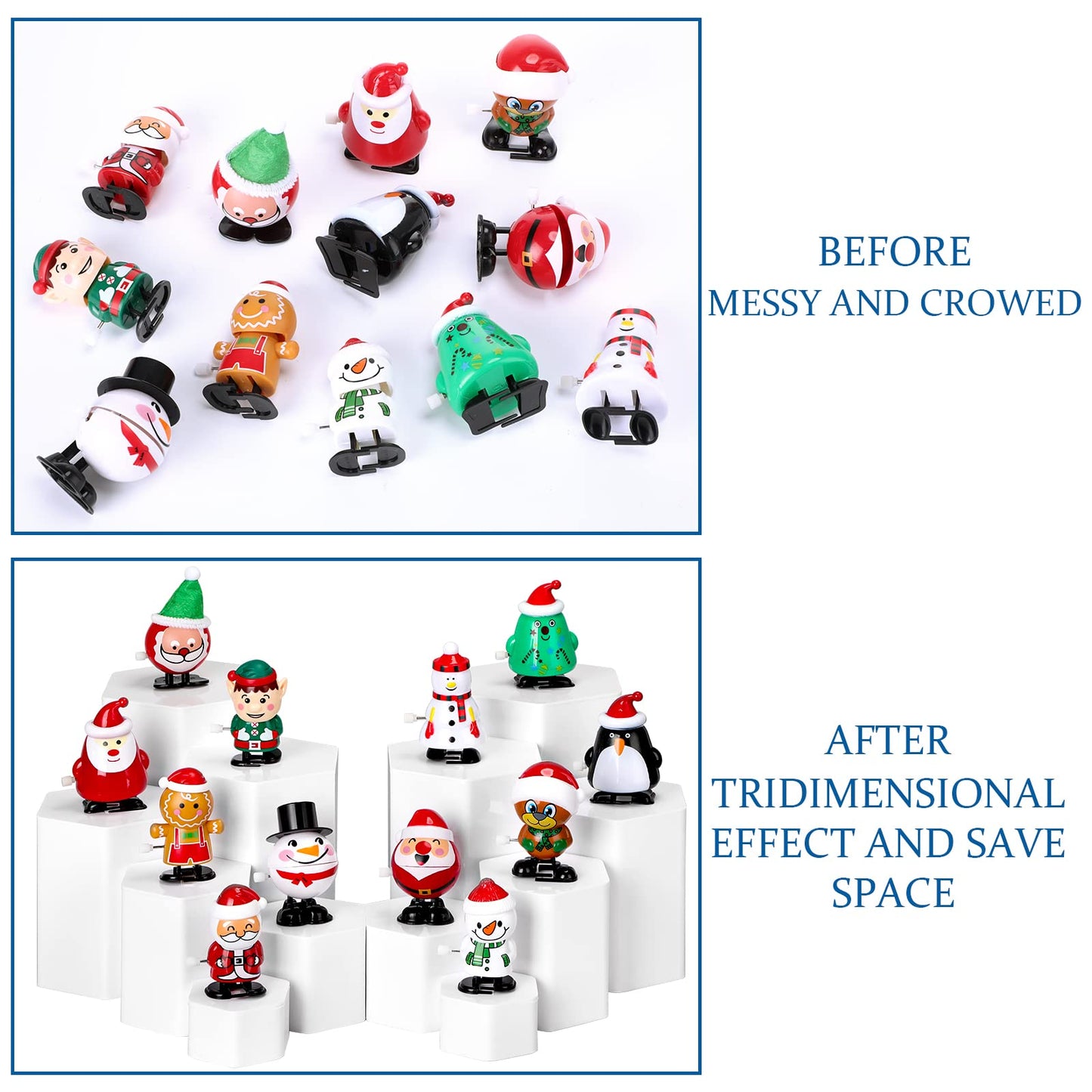 Jetec Hexagonal Jewelry Display Risers Hexagonal Market Display Risers Stands Acrylic Showcase Acrylic Stand for Jewelry Model Figures Decoration, 6 Sizes(White,12 Pieces)