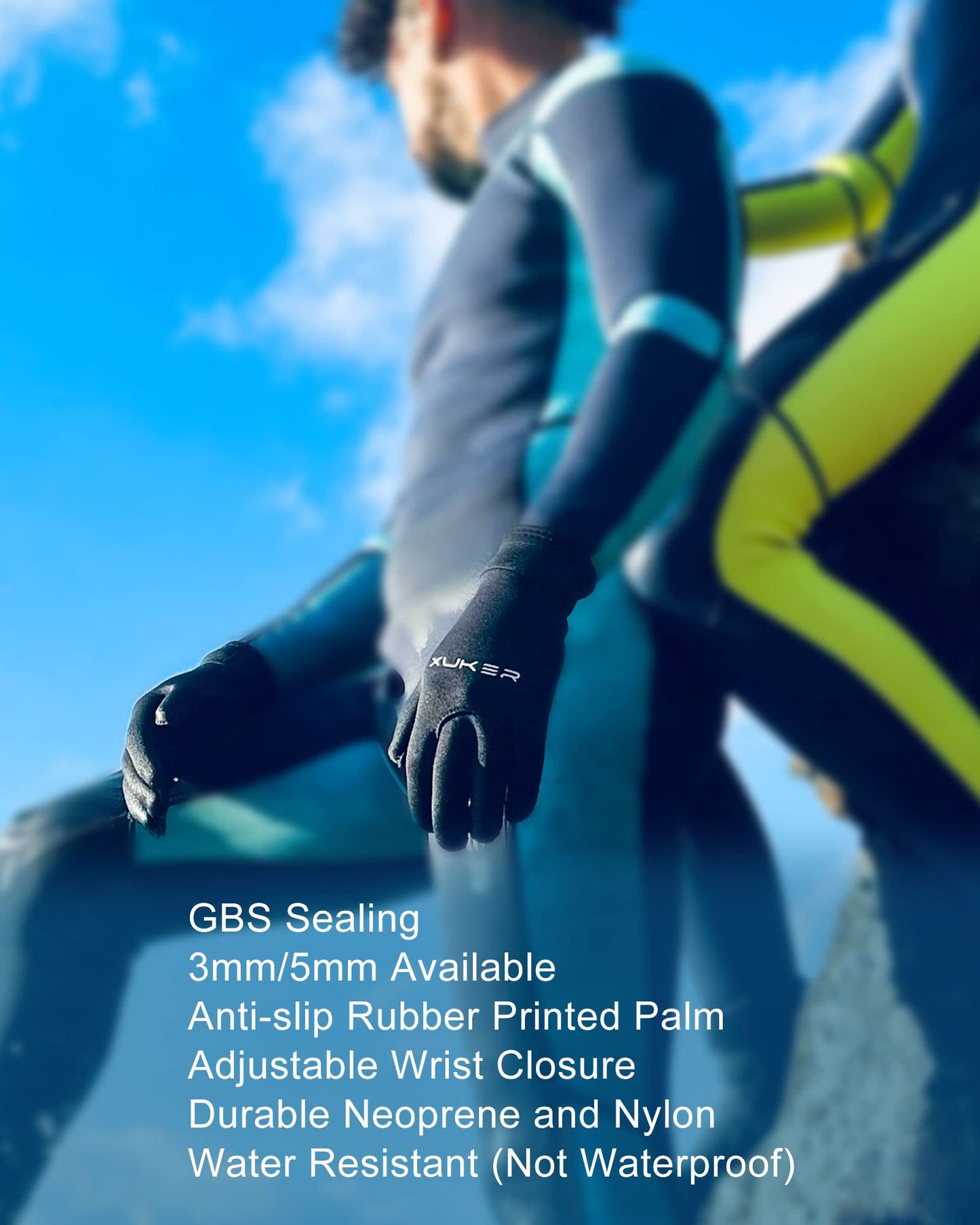 XUKER Water Gloves, 3mm & 5mm Neoprene Five Finger Warm Wetsuit Winter Gloves for Scuba Diving Snorkeling Paddling Surfing Kayaking Canoeing Spearfishing Skiing (3mm-Black, M)