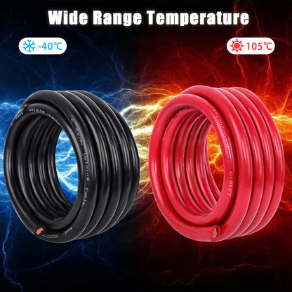 Kimbluth 2 Gauge Battery Cable Copper Wire, 5FT Red+5FT Black 2 AWG Welding Cable Standard USA OFC Wire for Automotive, Battery, Solar, Marine and Generator
