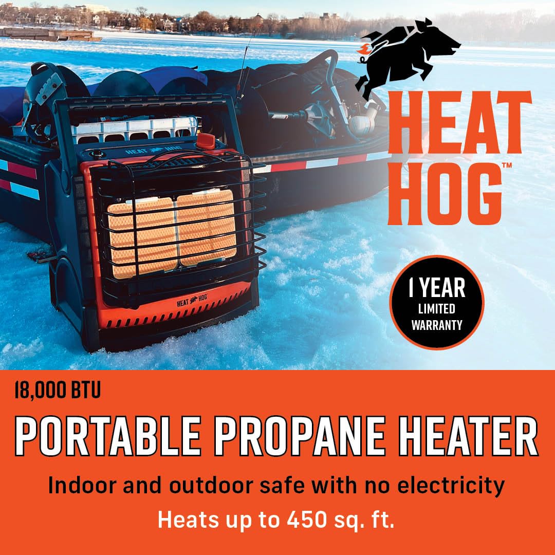 Heat Hog 18,000 BTU Portable Propane Radiant Space Heater, Indoor, Outdoor, Garage, Camping, Outdoor Sports, Boating, RVs, Tiltable Design, Gas Powered