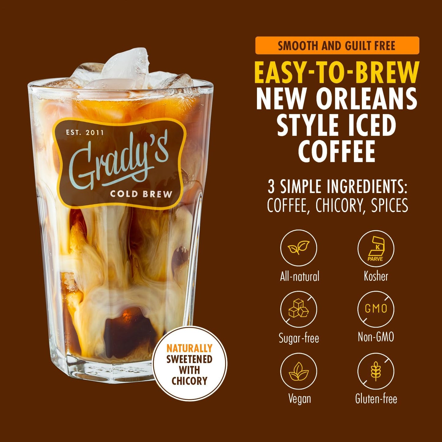 GRADY’S COLD BREW Coffee Pouches | New Orleans Style | 100% Arabica Ground Coffee & Chicory | TWO Boxes of Four Easy-to-Brew Bean Bags | Makes 24 drinks