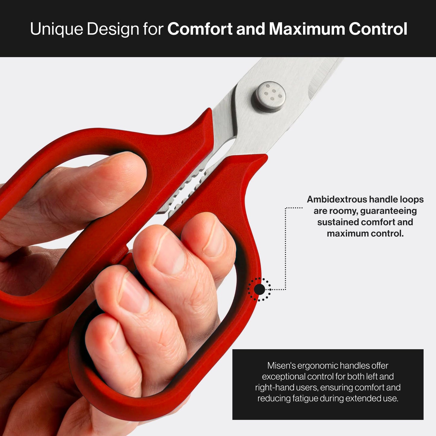 Misen Heavy Duty Kitchen Shears - Stainless Steel, Versatile and Easy Clean Scissors for Meat, Herbs and Veggies - Ambidextrous Comfort Handle - Professional Grade - Black