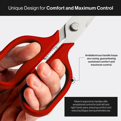Misen Heavy Duty Kitchen Shears - Stainless Steel, Versatile and Easy Clean Scissors for Meat, Herbs and Veggies - Ambidextrous Comfort Handle - Professional Grade - Black