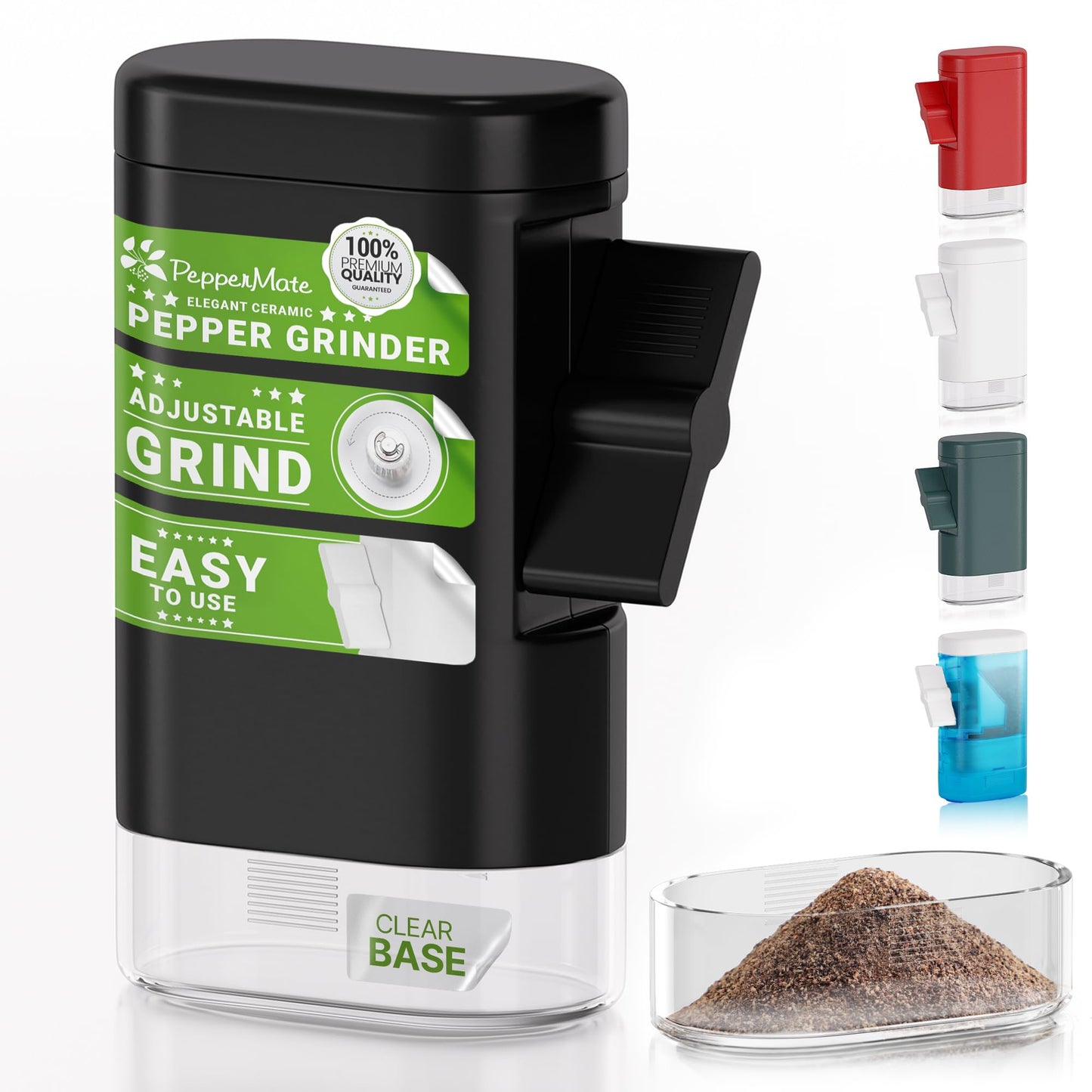 PepperMate Traditional Black Pepper Grinder Mill - Manual, High-Efficiency Salt and Pepper Grinder - Durable, Adjustable Coarseness Pepper Mill Grinder - Easy to Use