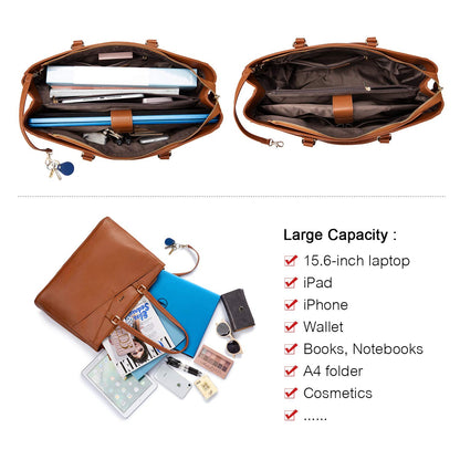 LOVEVOOK Laptop Tote Bag for Women,15.6 Inch Waterproof Computer Bags Women Business Office Work Bag Briefcase, Brown