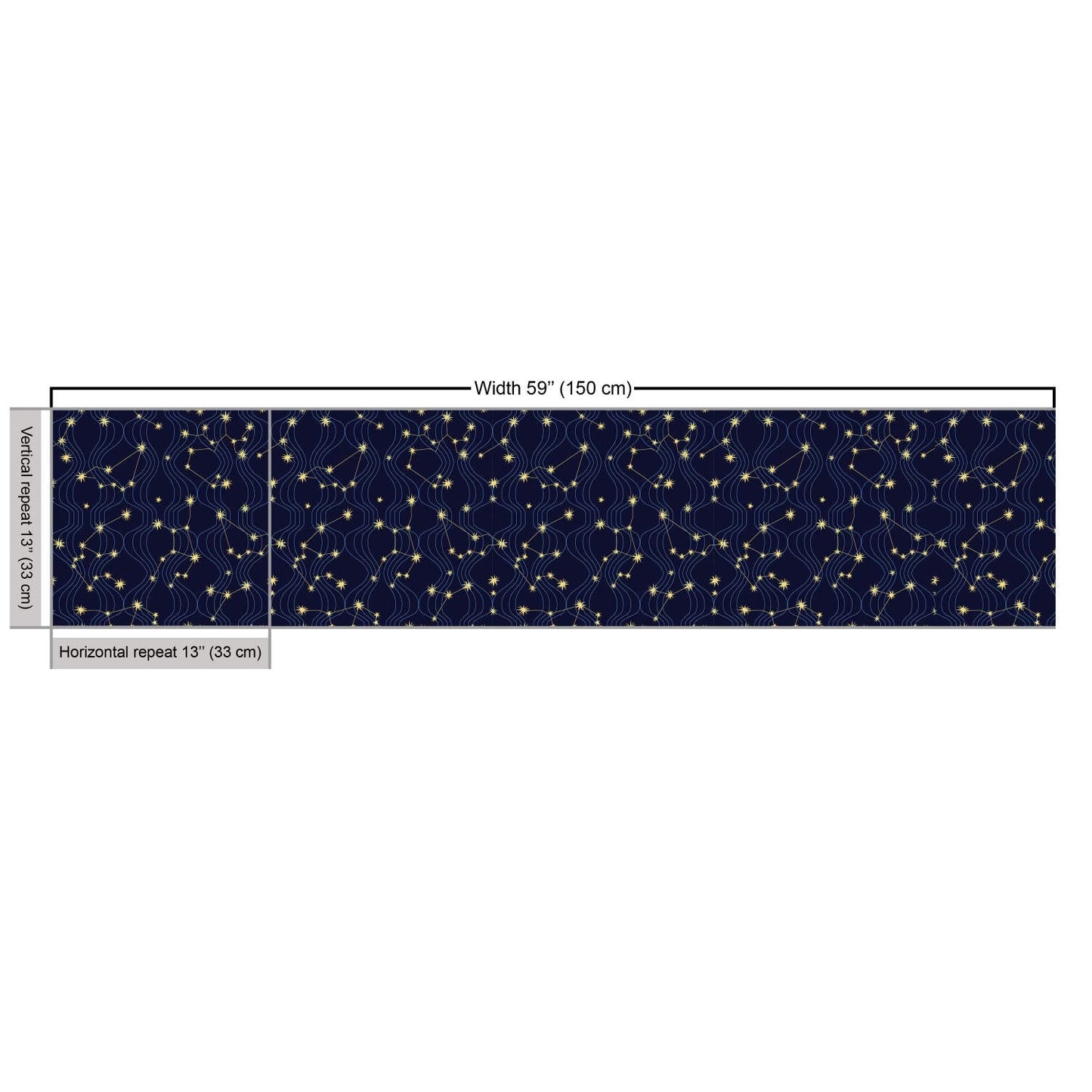 Lunarable Constellation Fabric by The Yard, Zodiac Themed Connected Stars with Vertical Wavy Lines, Decorative Fabric for Upholstery and Home Accents, 2 Yards, Grey Charcoal