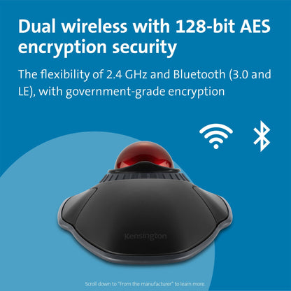 Kensington Orbit Wireless Trackball with Scroll Ring - Black-Red (K70990WW),