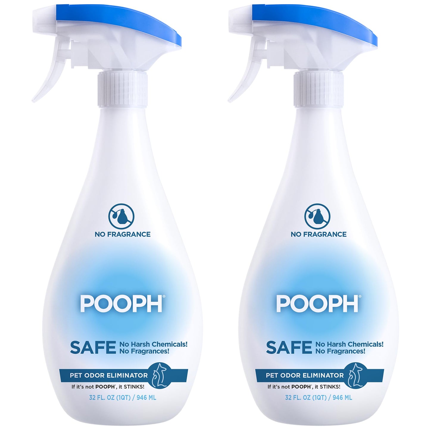 Pooph Pet Odor Eliminator, 32oz Spray, 2-Pack - Dismantles Odors on a Molecular Basis, Dogs, Cats, Freshener, Eliminator, Urine, Poop, Pee, Deodorizer, Natures, Puppy, Fresh, Clean, Furniture, Potty