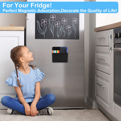 KITANIS Magnetic Pen Holder,2 Pack Magnetic Dry Erase Marker Holder with Generous Compartments,Strong Magnet Storage Marker Pen Pencil Organizer for Refrigerator,Whiteboard,Locker Accessories