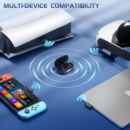 IAMJOY Gaming Earbuds, 20ms Ultra-Low Latency Wireless Earbuds, 90H Playtime, 2.4GHz Dongle & Bluetooth, Noise-Canceling Mic, Compatible with Meta Quest 3/2, PS5/4, Switch, Steam Deck, PC