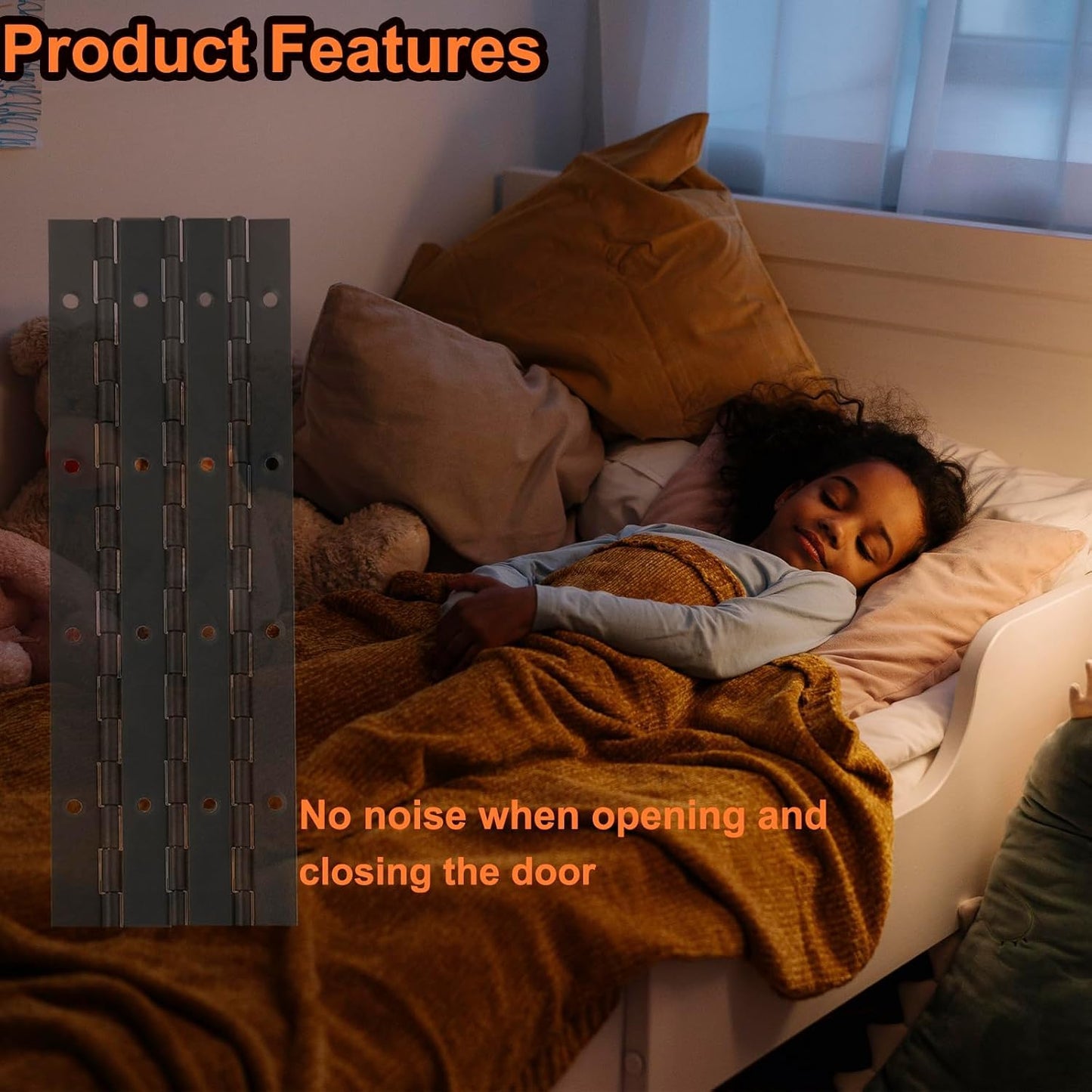 6Packs BlackContinuous & Piano Hinge, 12'' Heavy Duty Door Hinges with Holes, Stainless Steel Piano Hinge for Mailbox, Wood Furniture Tool/Storage Boxes, Cabinets Door, Piano