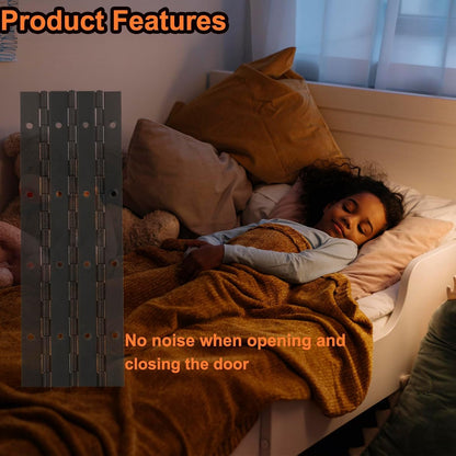 6Packs BlackContinuous & Piano Hinge, 12'' Heavy Duty Door Hinges with Holes, Stainless Steel Piano Hinge for Mailbox, Wood Furniture Tool/Storage Boxes, Cabinets Door, Piano